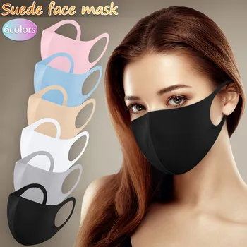

Mascarilla 5pc Suede Mask Adult Face Mask Fashion Autumn And Winter Plus Velvet To Keep Warm Waterproof Mouth Caps Washable