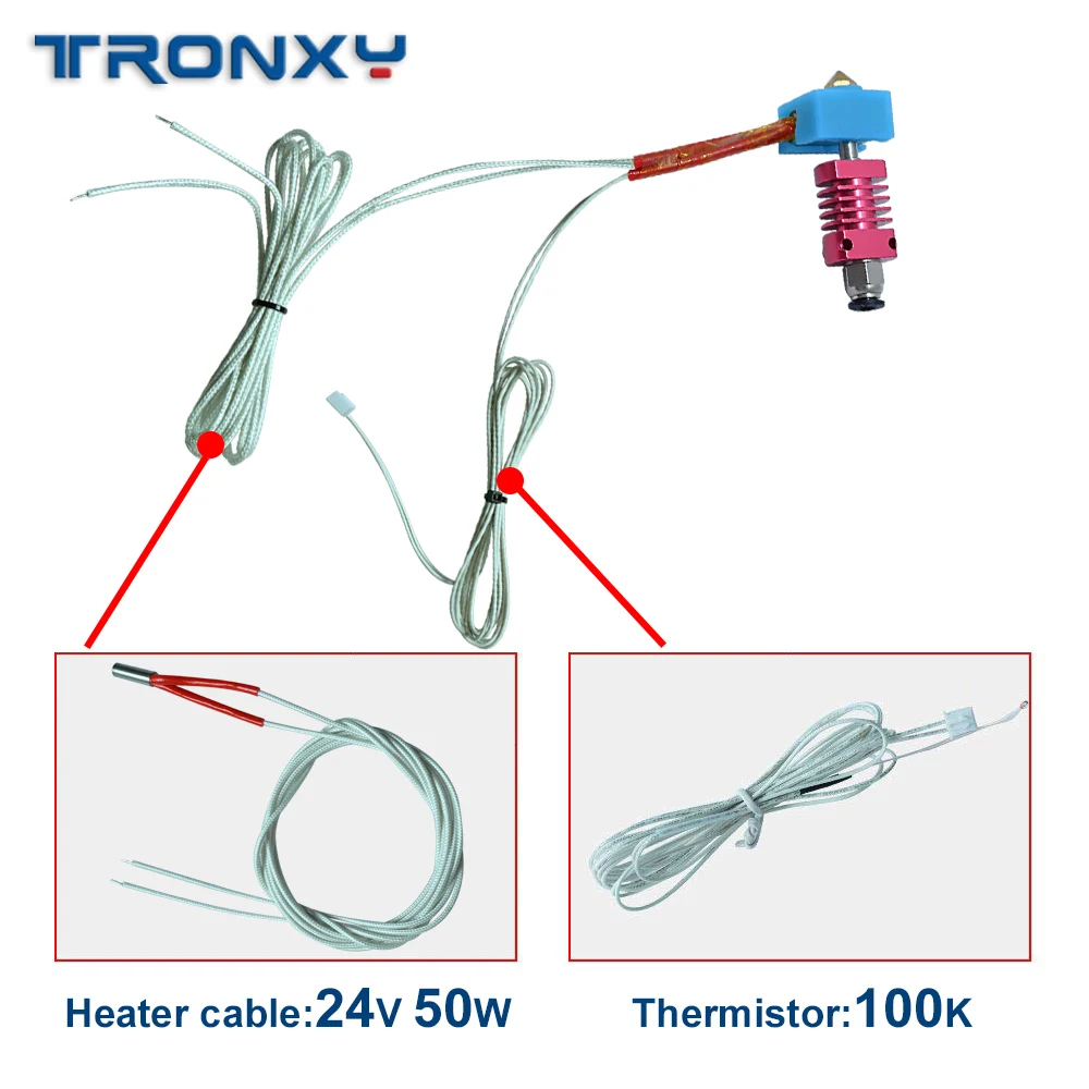 Tronxy Upgrade Kit MK10 24V 50W кабель нагревателя 100K Термистор 3d принтер J-head hotend для 1,75 мм филаментный экструдер 0,4 мм сопло