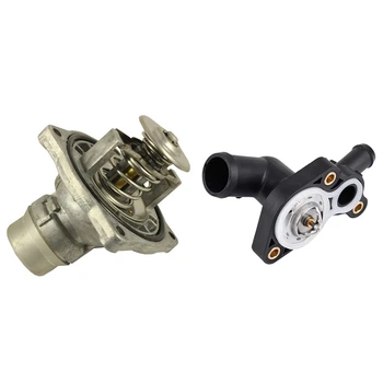 

2 Pcs Thermostat Assembly and Gasket Fit for Bmw E39 540I E38 740I 740Il E53 X5 11531436386-Silver & Black