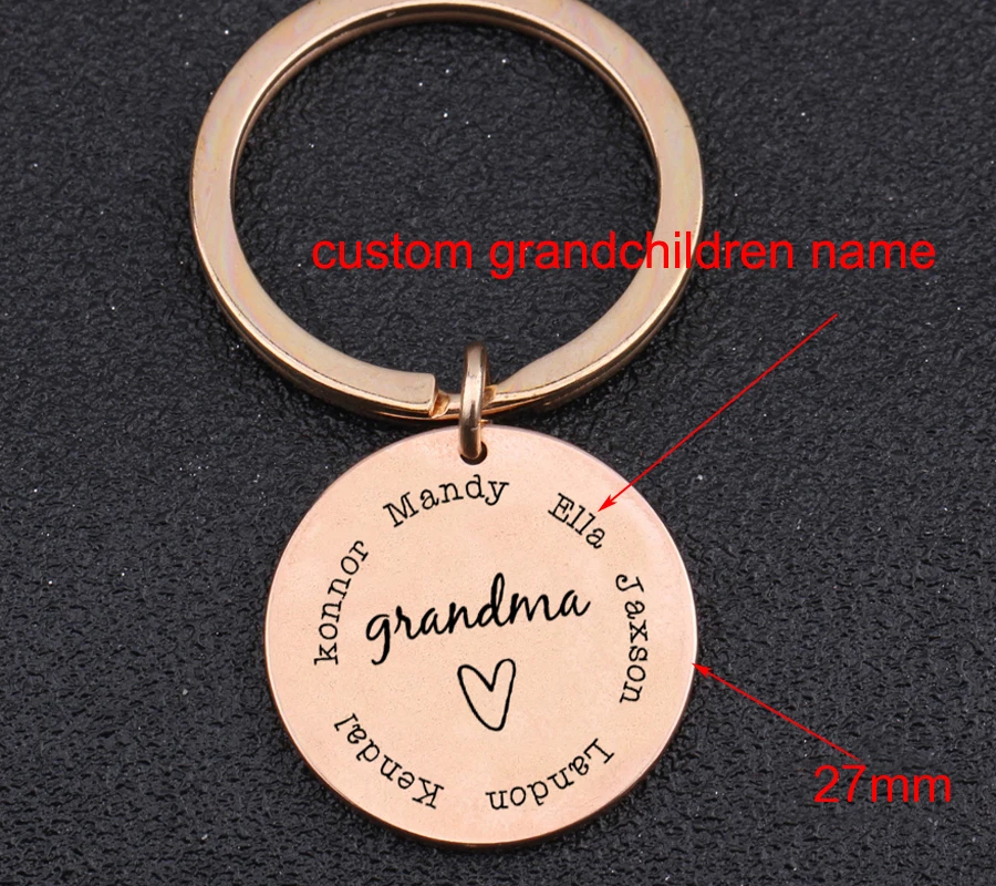 Grandma Keychain Custom Name Keyring Grandson Granddaughter Name Engraved Stainless Steel Car Key Tag For Grandma Nana Gifts Customized Key Chains Aliexpress