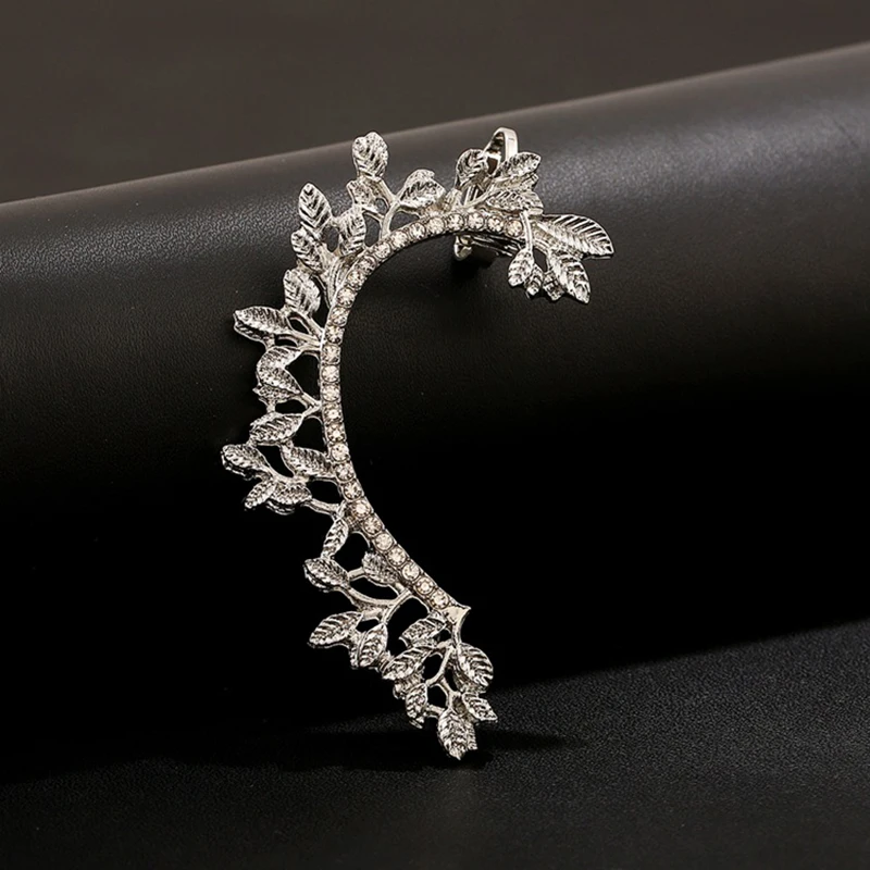 1Pc Fashion Women Leaf Ear Cuff Curved Crystal Stud Earring Jewelry Accessories | Украшения и аксессуары