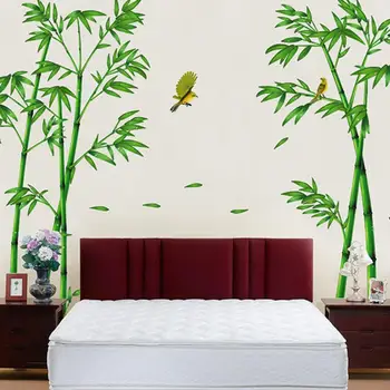 

Removable Green Bamboo Forest Depths Wall Sticker Creative Chinese Style DIY Tree Home Decor Decals for Living Room