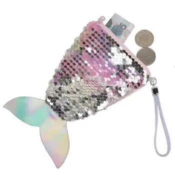

Fashion Sequin Decor Coin Bag Creative Mermaid Tail Sequin Portable Coin Wallet Coin Pouch Makeup Bag Coin Storage