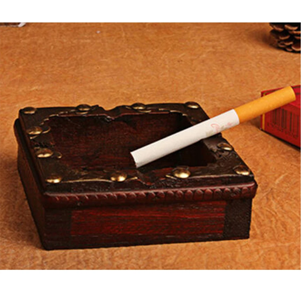 Vintage Wood Ashtray Cigarette Cigar  Wooden Case Handmade Gifts B
