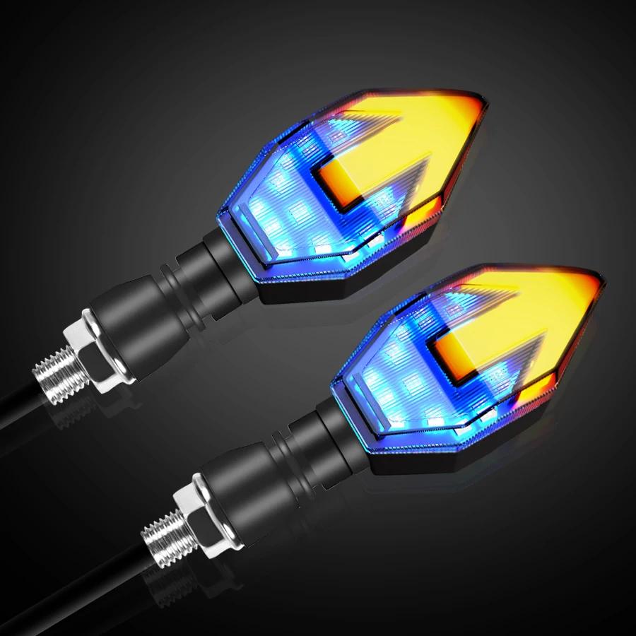 

MeeToo Led Flowing Water Indicator Lamp Motorcycle Warning Signal Light Brake Lamps Daytime Running Led Double Color Turn Signal