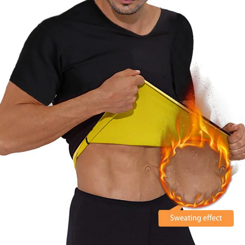 Men's Thermal Body Shaper Slimming Shirt Shapers Compression Slim Shirt Neoprene Waist Trainer Body Shaper Vest T-Shirt