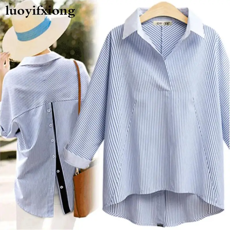 Women Blouses Autumn Long Sleeve Striped Blouse Women Shirts Fashion Irregular Hem Loose Womens Tops and Blouses Camisas Mujer Women Blouses Autumn Long Sleeve Striped Blouse Women Shirts Fashion Irregular Hem Loose Womens Tops and Blouses Camisas Mujer