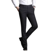 Мужской костюм брюки деловые повседневные украшения Классические костюмы брюки свадебные мужские полосатые Прямые повседневные зауженные брюки