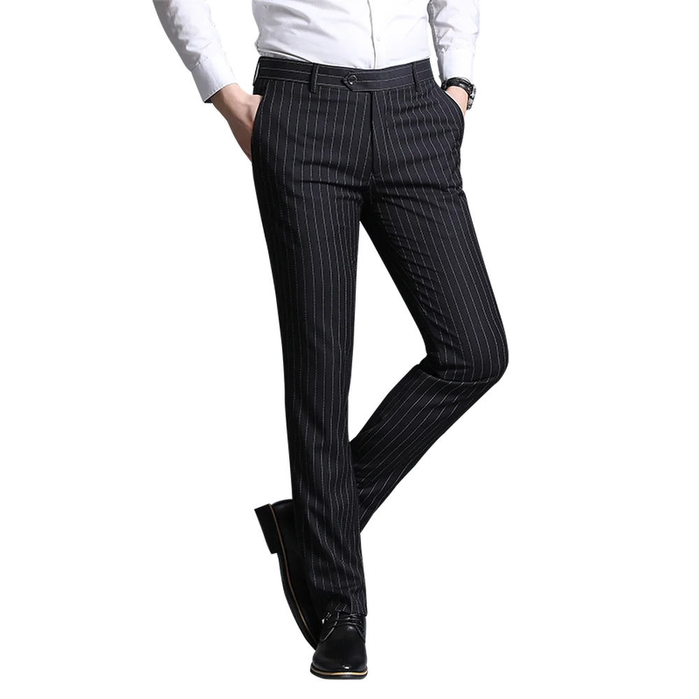

Men's suit pants business casual decoration classic suit pants wedding male striped Straight casual pants slim trousers