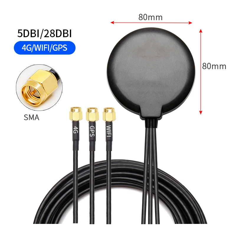 4G WIFI GPS Triple Antenna SMA Male Interface RG174 1m Cable GSM LTE 2.4G Combined Outdoor Waterproof Cabinet Chassis DTU 2pcs 2 4g omni directional antenna wifi module ipex to sma female chassis external antenna adapter with sma male antenna