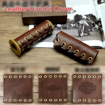 

2PCS Universal Motorcycle Retro Retro Handlebar Set Leather Handle Cover Genuine Leather