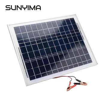 

SUNYIMA 20W Solar Panel Polycrystal Cell Solar painel Controller For Battery Cell Phone Charger with Battery Clip
