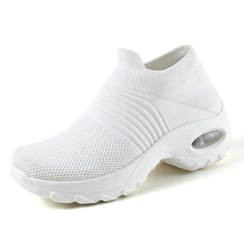 2020 women's running walking shoes spring and summer mesh breathable knitted sports shoes women's soft Platform Slip On Loafers