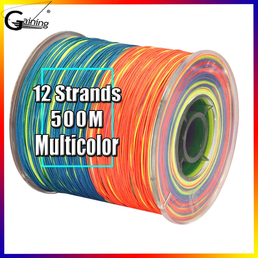 12strands500m-Multi 12 нитей плетеная 300 м/500 м/1000 м/1500 м 0,24 мм-0,7 мм многоцветная леска супер сильная японская многонитевая PE линия 35-180LB - Цвет: 12strands500m-Multi