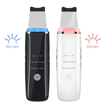 

Ultrasonic Facial Peeling Shovel Skin Scrubber Red&Blue Light Blackhead Removal Pore Deep Cleaning Face Lifting Beauty Massager