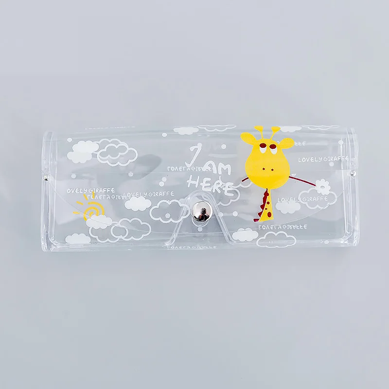 Прозрачный пластиковый защитный чехол для очков с мультяшными животными и металлической кнопкой, футляр для солнцезащитных очков с изображением фруктов и животных, чехол-карандаш - Цвет: 1