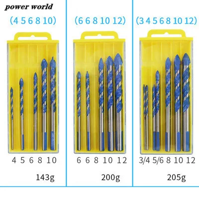 

5pcs/7pcs blue Ceramic Tile Drill Bits Set Ceramic Glass Hole Wall Twist Spiral Bit Tile Concrete Drill Bit Tool
