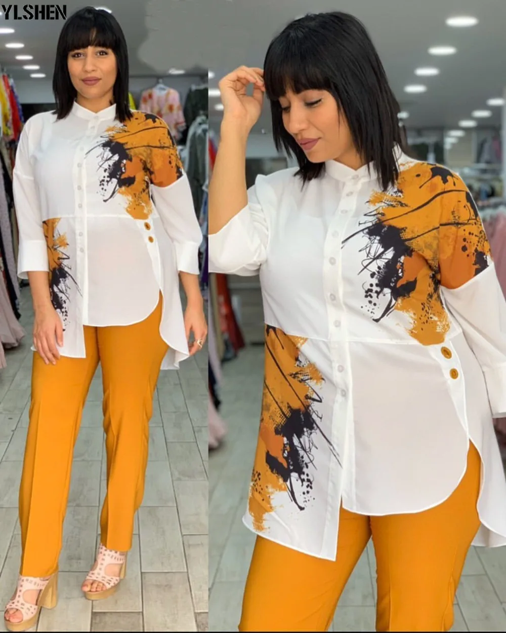 African Women Sets Print Long Sleeve Blazer T-shirt Pants Suits Office Lady Elegant 2 Piece Set Business Outfits Africa Clothing 05