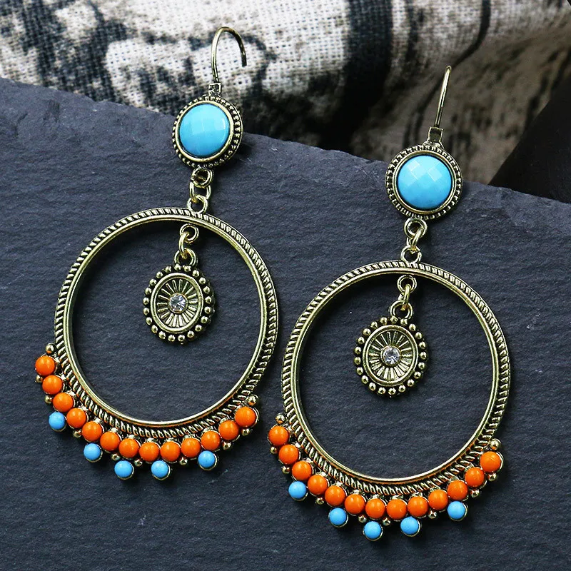 M & G Boho круглые висячие серьги с бусинами для женщин Винтажные подвеской в виде