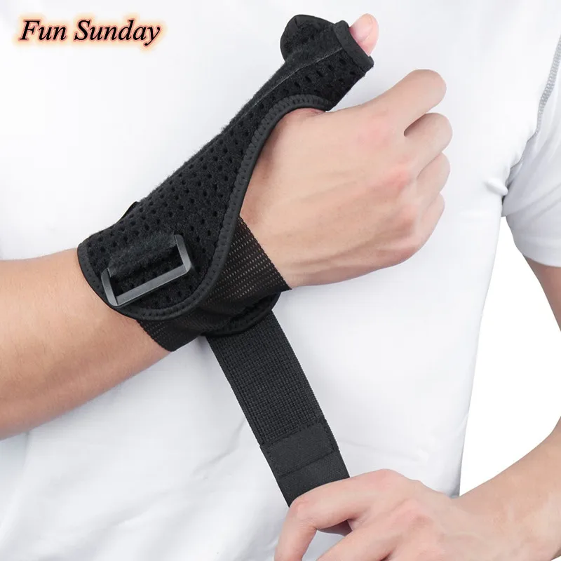1pc Wrist Support Thumb Cover Left / Right Hand Breathable Adjustable Compression Forearm Wrap Belt Strap Protector Gym Fitness | Спорт и
