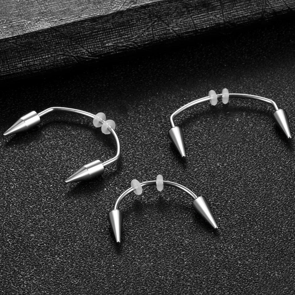 1Pc Stainless Steel C Rod Labret Piercing New Style Trend Fashion Ear Labret Cartilage Piercing Vampire Fangs Tooth Body Jewelry