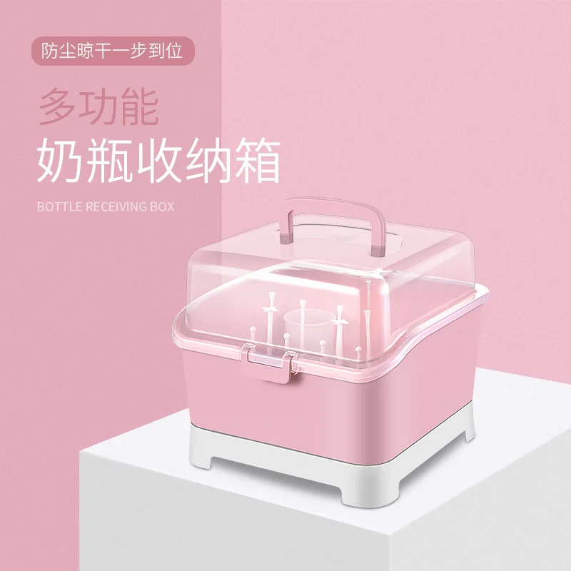 

Infants Feeding Bottle Storage Box Newborns with Dustproof Nursing Storage Box Drying Rack Portable Large Size