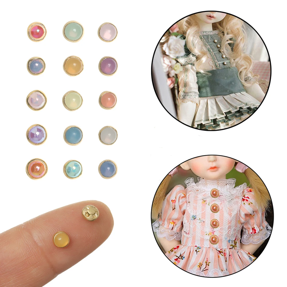 Tiny Pearl Buttons 4mm Imitation Pearl Metal for DIY Doll Clothes