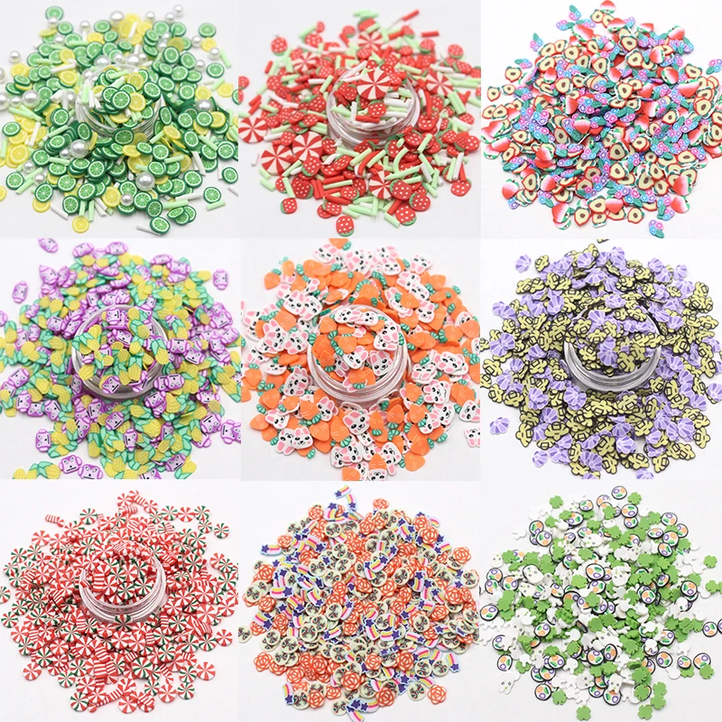 

100g/Lot Multiple Fruits Animal Candy Polymer Clay Slices Sprinkles for Slime Decoration DIY Crafts