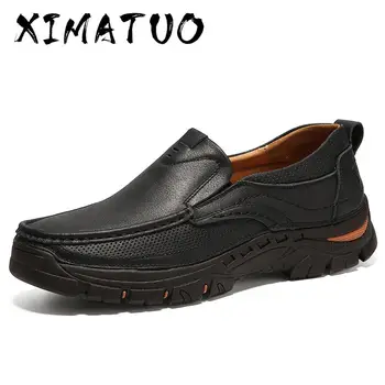 

Men Real Leather Casual Shoes Heavy Sole Men's Fashion Shoes Mens Loafers Flats for 2020 Spring Autumn Male Footwear