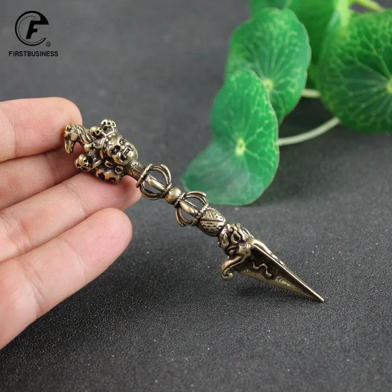Pure Copper Buddha Instrument Ba Jin Just Vajry Pestle Feng Shui Ornament Home Decoration Antique Brass Desk Decor Retro Crafts