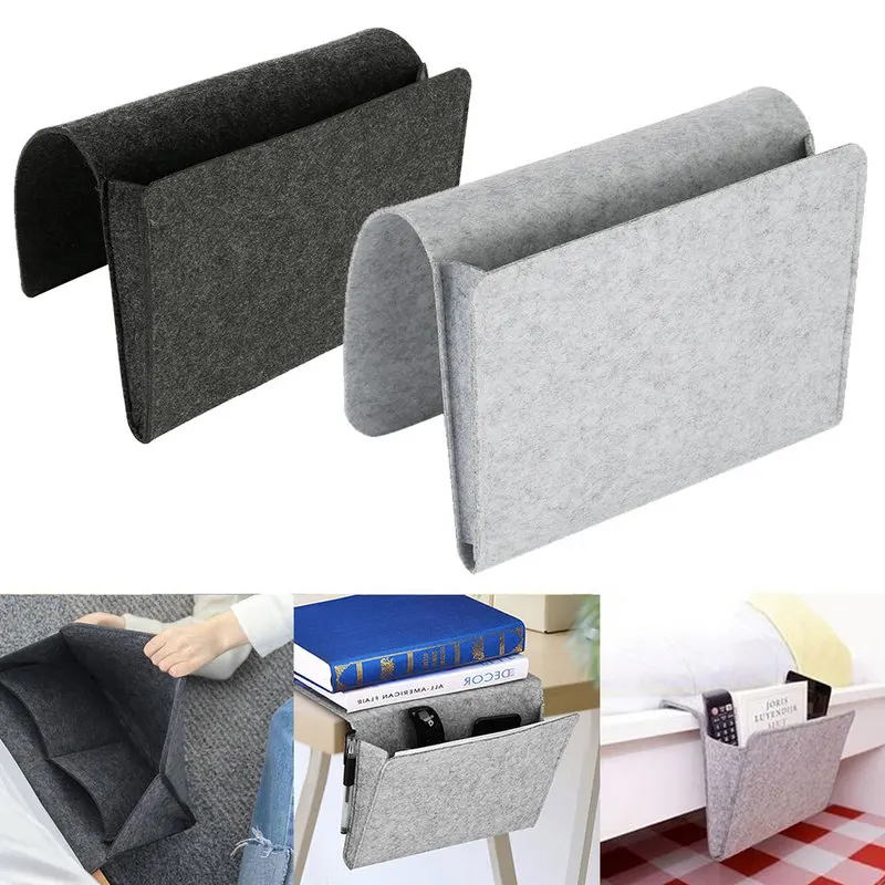 

Felt Bedside Storage Bag Organizer Bed Desk Sofa Bags Book Remote Control Hanging Caddy Couch Storage Organizer Holder Pockets