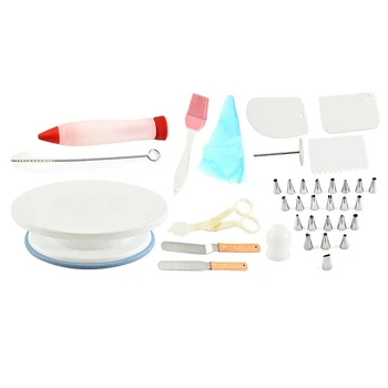 

36PCS Cake Decorating Turntable Set Tools Mould Spatula Baking Nozzles