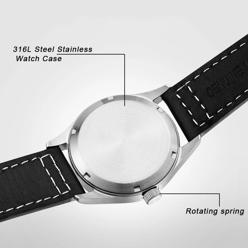 Nh35 Japan Pilot Watch Automatic Mechanical Wristwatch Mens 316L Stainless Steel Case Super Lumi-4
