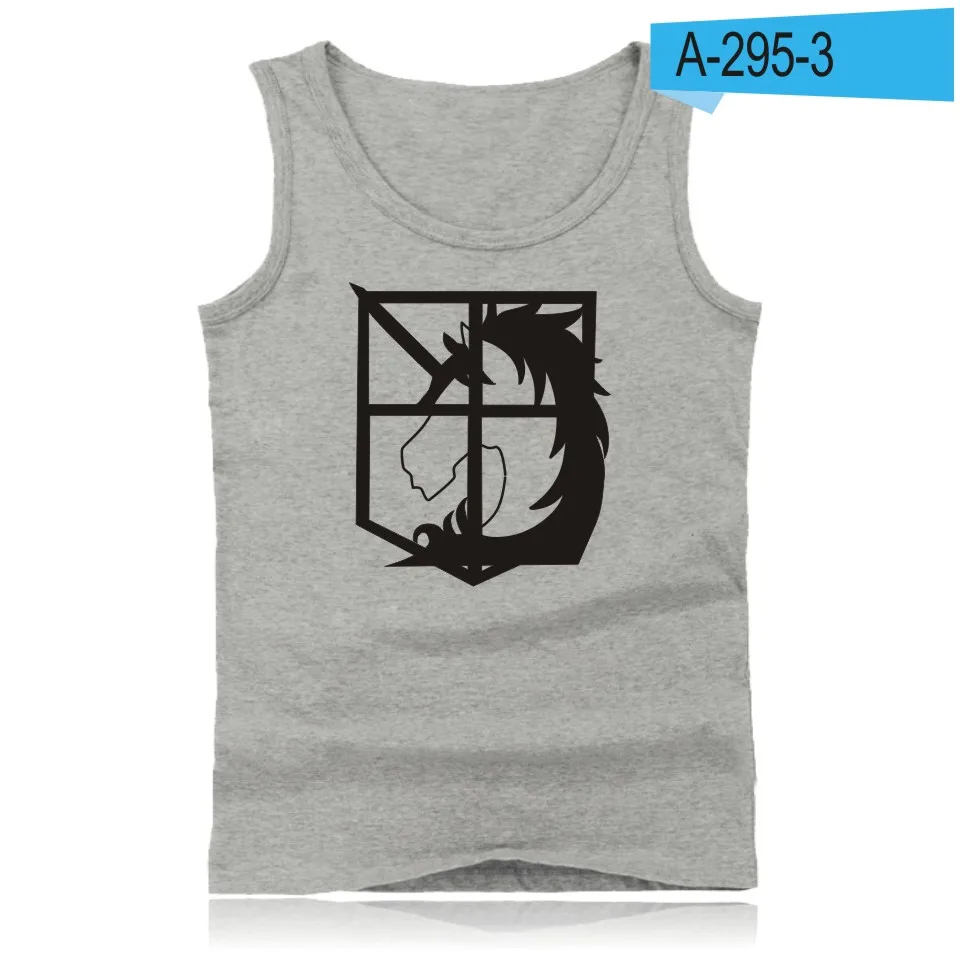 Attack on Tita Hot-blooded Anime Print Round Collar Tank Tops Men Summer Fashion Casual Sleeveless Vest Hot Sale - Цвет: gray