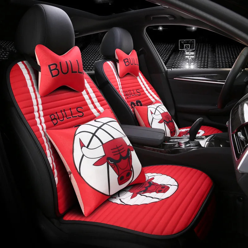 

Automobile Seat Cushion Flax Three-piece Cushion Four Seasons Universal Sports Series NBA Basketball Seat Cover a Generation of