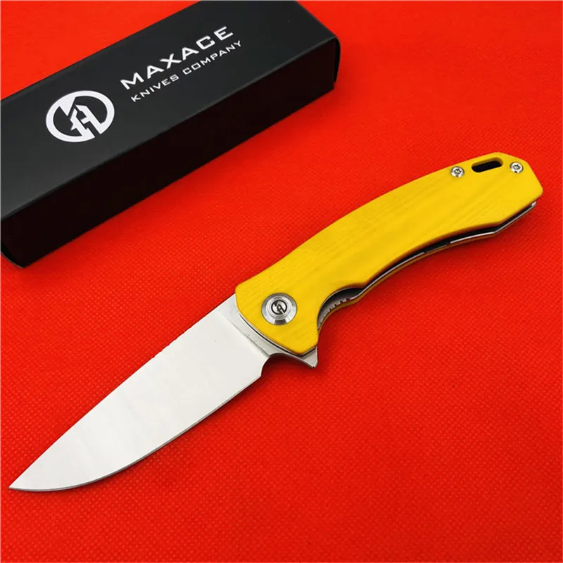 Yellow satin MAXACE balance-s складной нож G10 Ручка 14C27N стальной шлифовальный маленький складной нож открытый кемпинг рыболовный инструмент - Цвет: Yellow satin