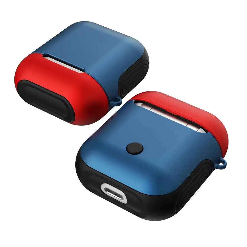 blue and red Ударопрочный силиконовый чехол Зарядное устройство для наушников силиконовый наушник чехол для Apple AirPods защитный чехол - Цвет: blue and red