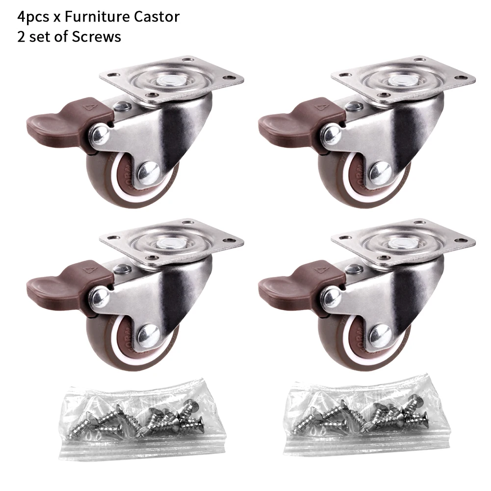 4pcs/pack With Brake Home Furniture Castor Heavy Duty Hardware Noiseless Table Easy Install Office Transport Swivel Living Room |