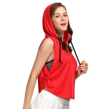 Топ!-спортивная рубашка без рукавов с капюшоном для йоги, женские длинные топы, открытая спина, одежда для фитнеса спортзала, быстросохнущая одежда красного цвета M
