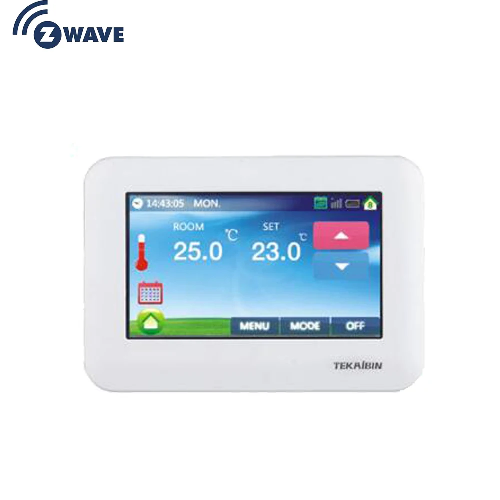 Z Wave Plus термостат для управления подогревом пола цветной сенсорный экран