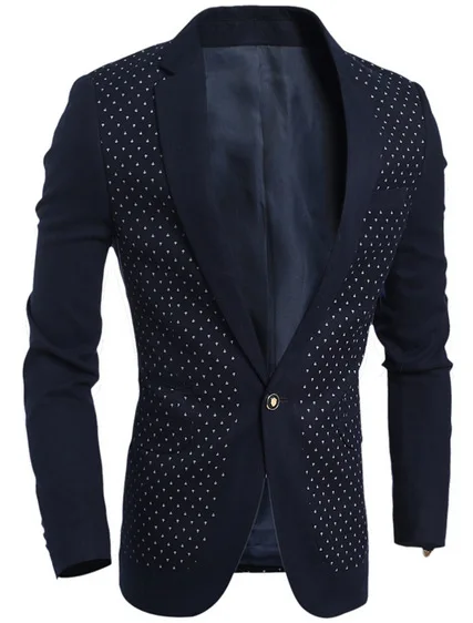 

2020 Men Polka Dot One-Button-Style Suit Korean-style Slim Fit Dots Joint Mixed Colors Men Suit