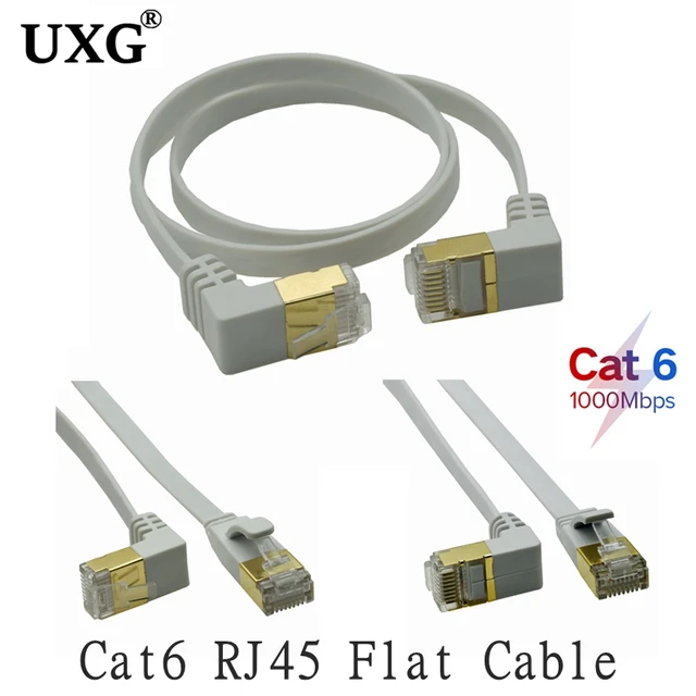 Ethernet Thin Cable RJ45 Cat7 6 Lan Cable SFTP RJ 45 Network Cable for Cat 7  Compatible Patch Cord 90 Degree Right Angle UP&Down
