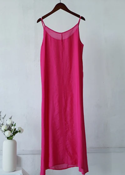Rose 120CM LEN Платье-комбинация нижнее белье спагетти ремень платья ночной сон просвечивают хлопок белье размера плюс Длинное Макси дамское домашнее белое - Цвет: Rose 120CM LEN