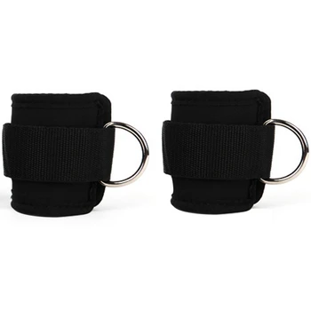 Verstelbare D-Ring Enkelbandjes Voet Ondersteuning Enkel Protector Fitness Gym Been Pullery Met Gesp Sport Voeten Guard (zwart)