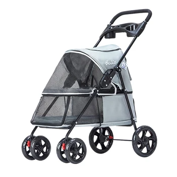 

Lightweight Foldable Pet Trolley Dogs Cats Outing Supplies Four-wheeled Shopping Cart Comfortable And Safe Dog Car
