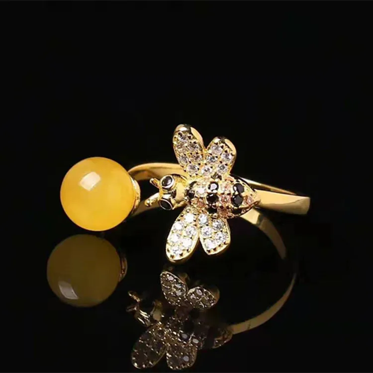 

Multicolored Jewelry Hong Kong 18k bao jin yin 7mm Natural Yellow Beeswax Adjustable Ring