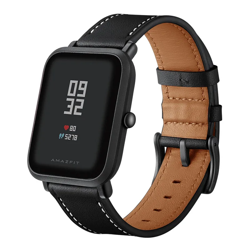 Кожаный ремешок для Xiaomi Huami Amazfit ремешок Bip спортивные умные часы с металлической пряжкой AMAZFIT GTS/GTR 42 мм браслет ремень