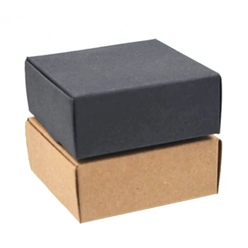 

200Pcs Kraft Paper Box Nice Kraft Box Kraft Packaging Box 85X85X35Mm - 100Pcs Black & 100Pcs Brown