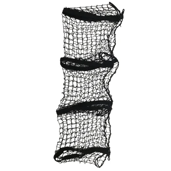 

Three Pocket Mesh Storage Net Trunk Durable Cargo Organizer Auto Accessory with Hoop for SUV Car (Black)