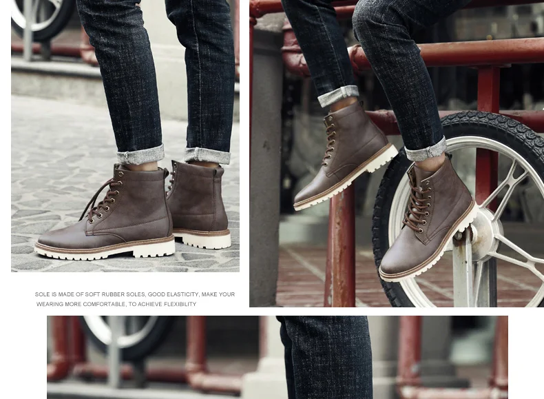 Модные мужские кожаные ботинки в британском стиле; однотонные ботинки; botas hombre Cuero Bot Erkek Buty Zimowe Botte Homme Stivali Uomo; высокая обувь